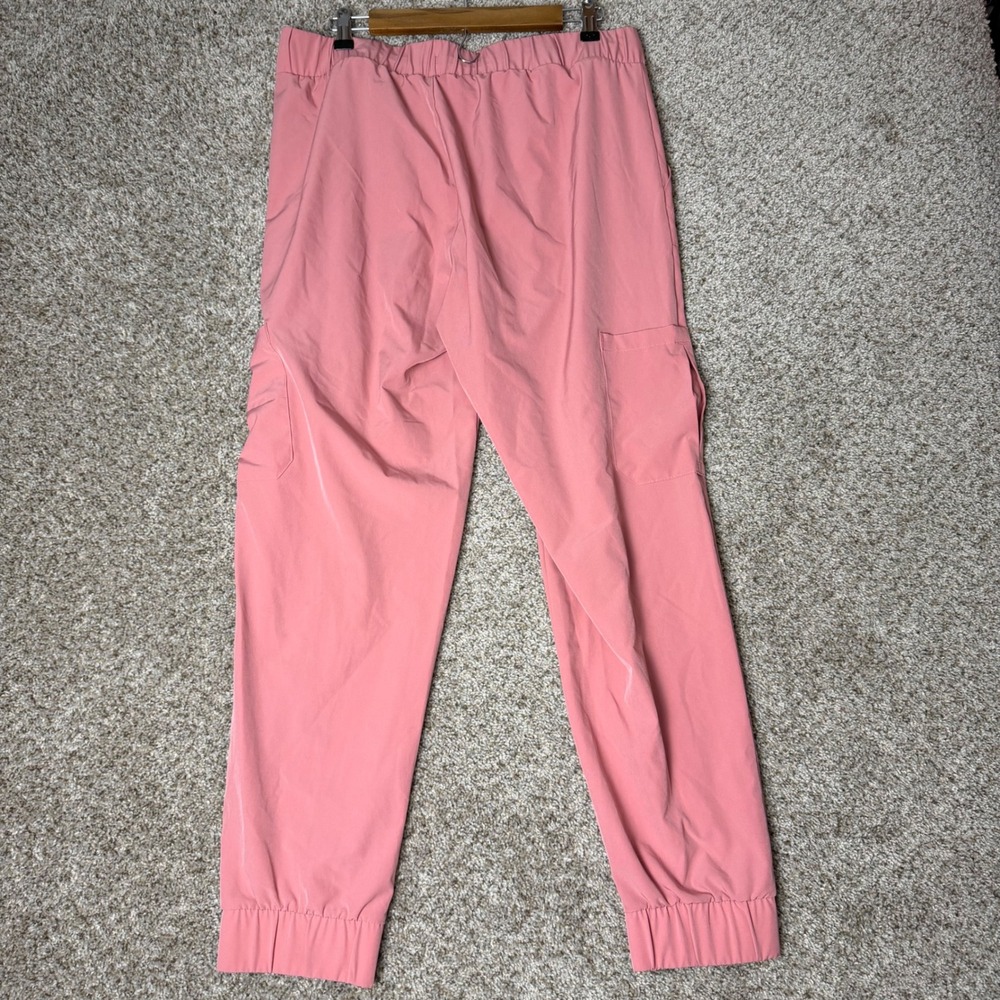Hanes Comfort Fit Womens Scrub Set Large Rose Pink V-Neck Top Jogger Pants L/G - Picture 7 of 13